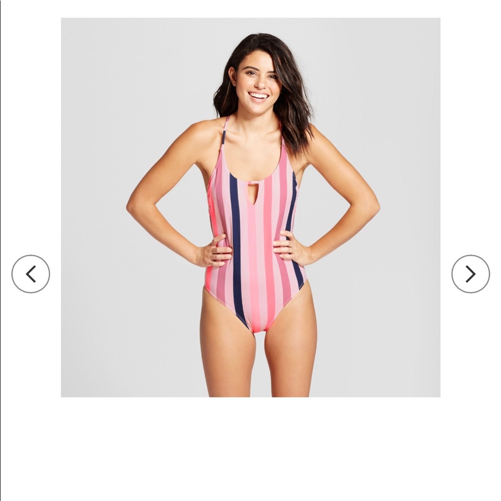 Pink striped one piece